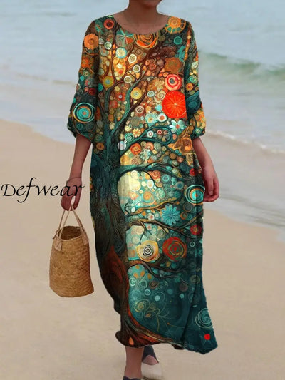 Women’s Vintage Floral Print Chic V-Neck Bohemian Elegant Midi A / S