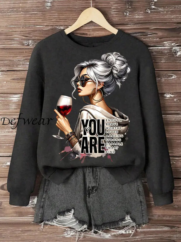 Women’s You Are Enough Printed Sweatshirt Black / 2XL