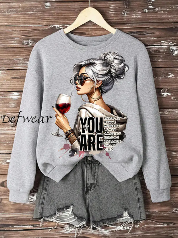 Women’s You Are Enough Printed Sweatshirt Light Gray / S